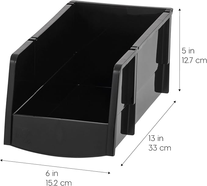 IRIS USA Plastic Shelf Bins Stackable Open Front Storage Bins Plastic Hanging...