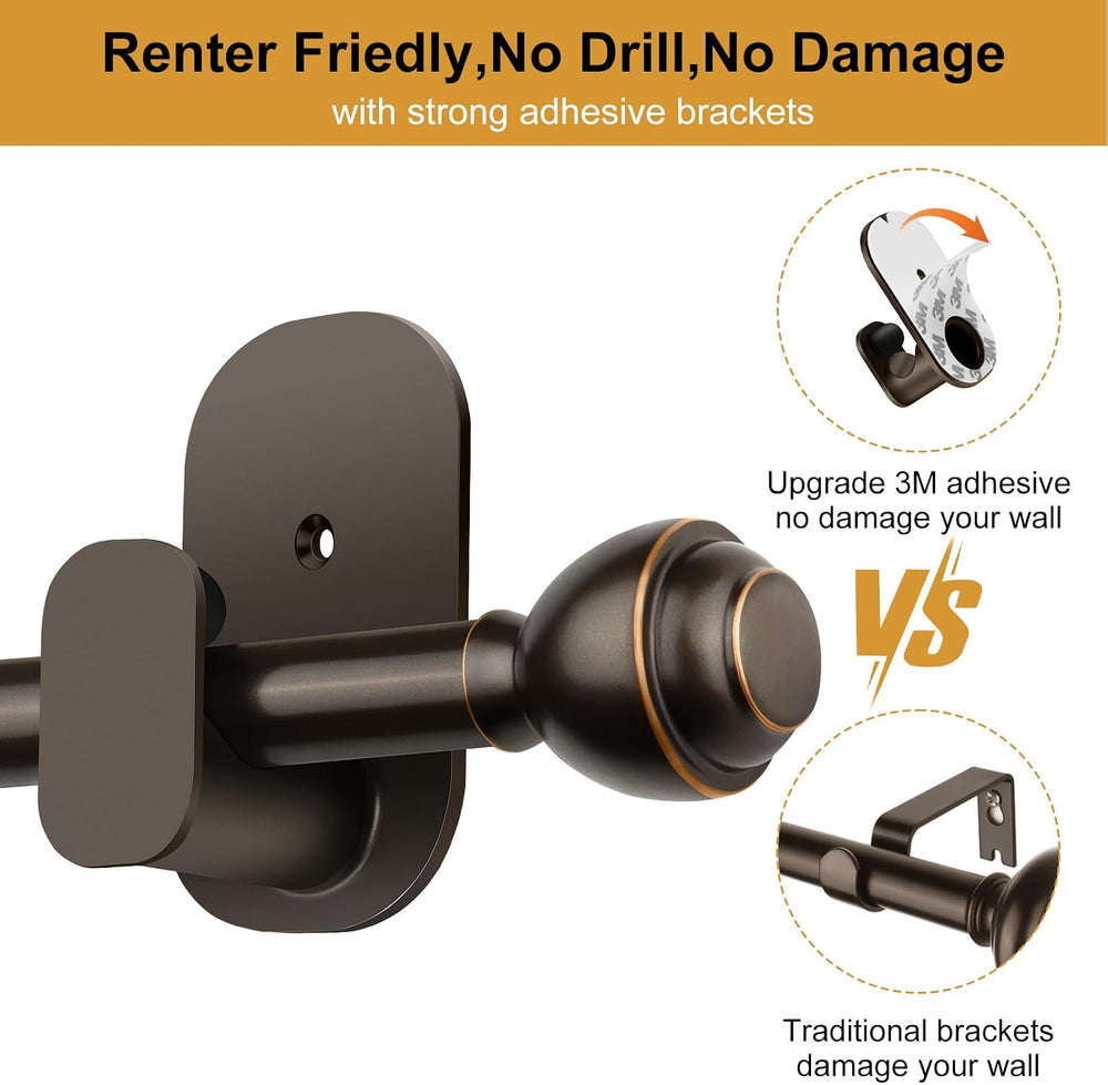 KAMANINA Curtain Rods No Drilling for Windows 32 to 86 Inch Bronze
