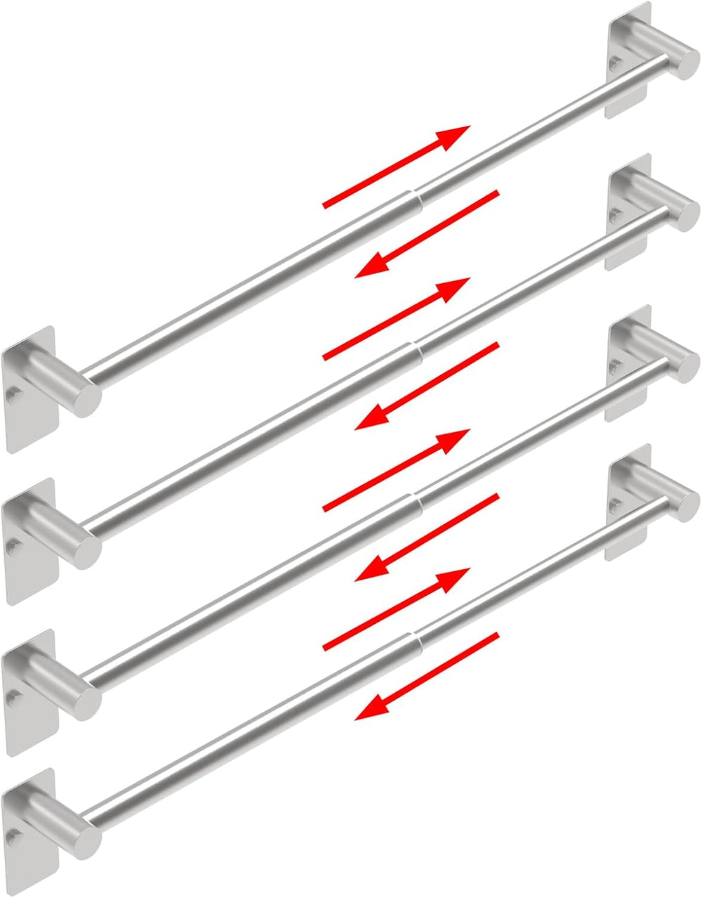 Towel Bar, Adhesive or Drill Wall Mount, Brushed Nickel, 4 Pack