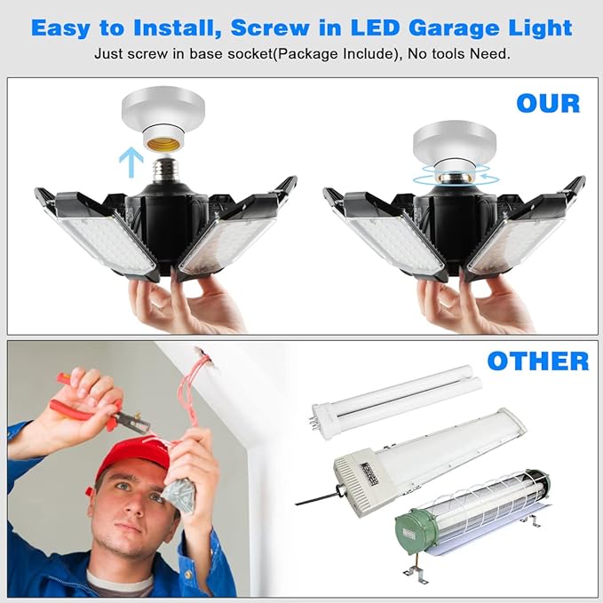 LED Garage Light - 160W Garage Light Bulb 64000LM 6500K Super Bright Garage