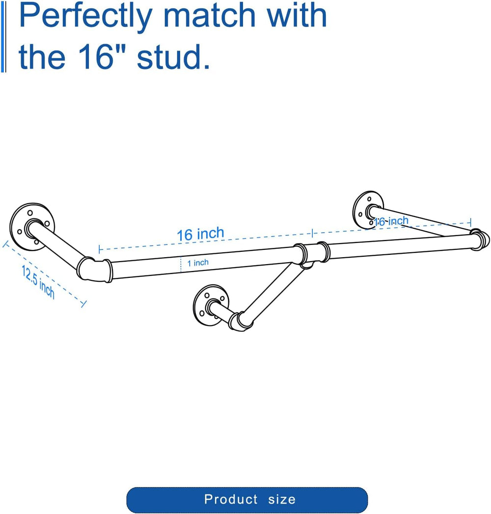 HouseAid 32 Inch Industrial Pipe Clothes Rack, Farmhouse Iron Garment Rack, V...
