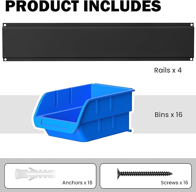 Ultrawall Wall Mounted Storage Bins, Plastic Hanging Storage Organizer Bins