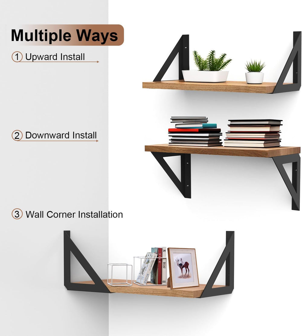 SOGAL Heavy Duty Shelf Bracket 8 Inch Black Triangle L Bracket 4 Pack