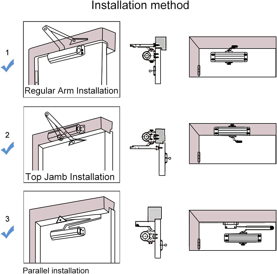 Onarway Automatic Door Closer Size-3: Hydraulic Slam-Free Soft Close