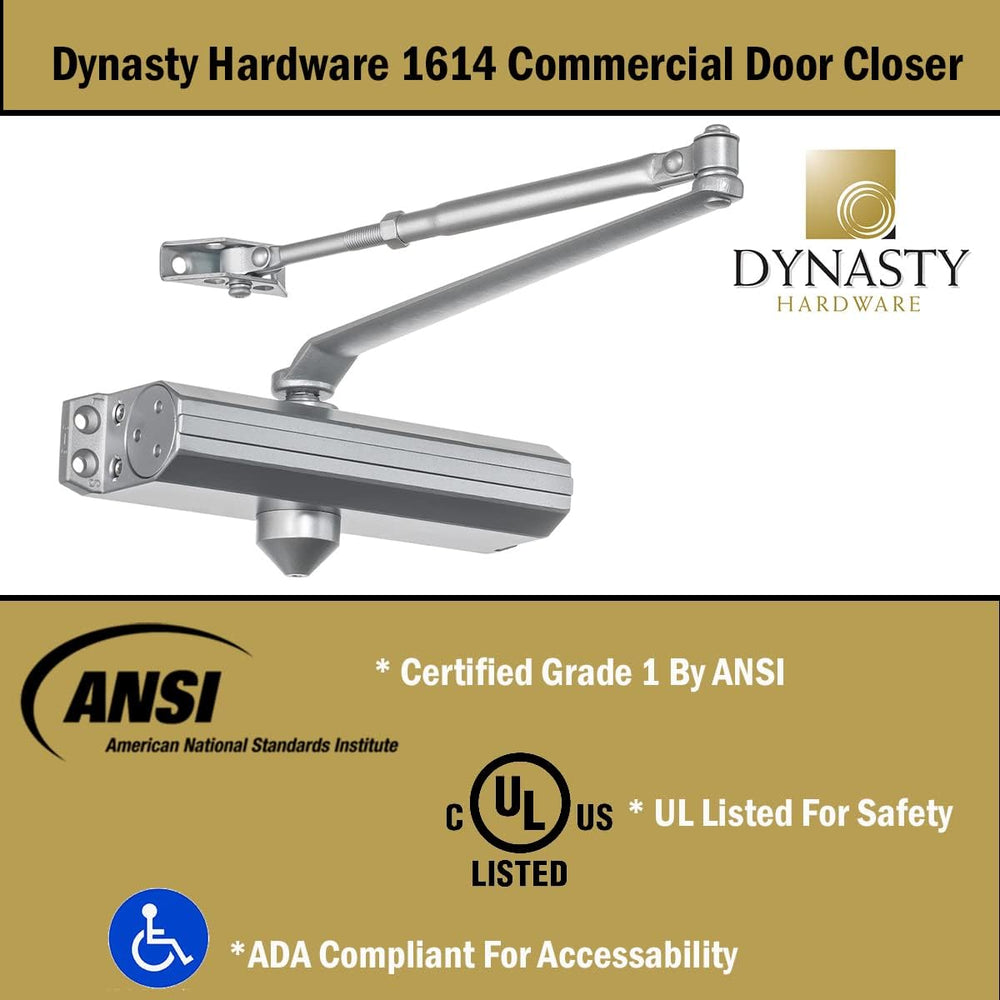 Dynasty 1614 Series Door Closer, Sprayed Aluminum, Spring 1-4, ADA