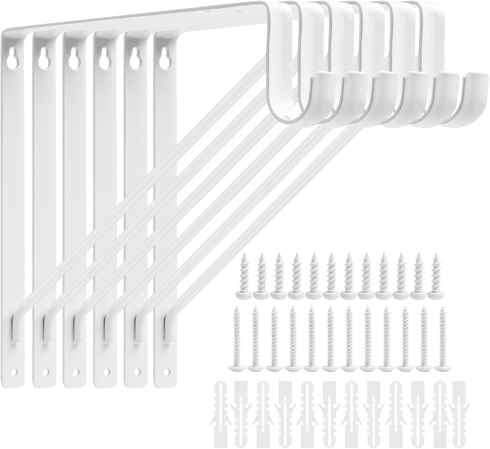 6 PCS Heavy Duty Closet Rod Bracket,11''x11'' Closet Shelf Br...