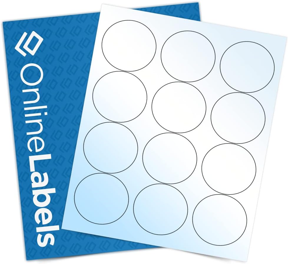 OnlineLabels 2.5" Circle Labels - White Gloss - Inkjet - 100 Sheets
