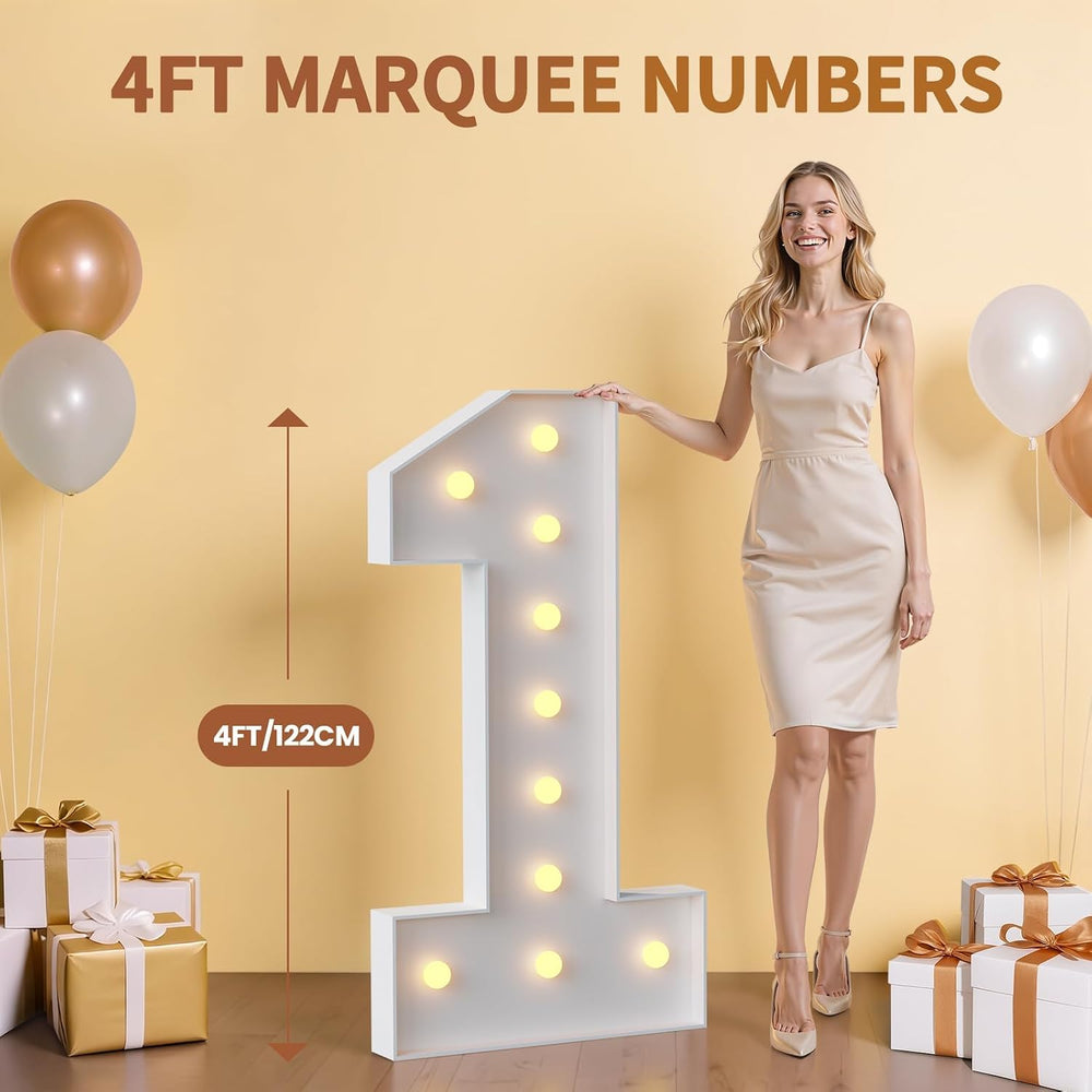 imprsv 4FT Marquee Numbers 50, Light Up Numbers for 50th Birthday Decor