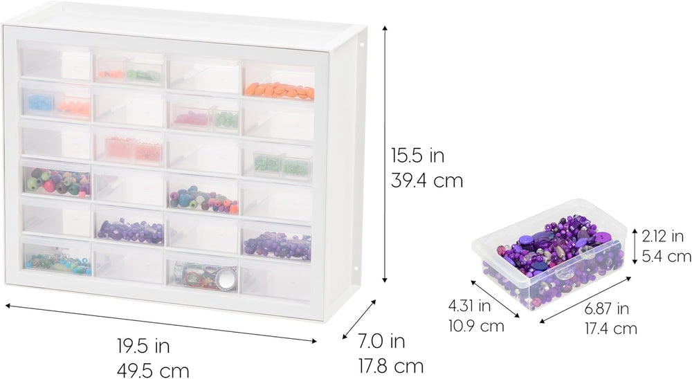 IRIS USA 24-Drawer Plastic Storage Cabinet, Teacher Toolbox, White
