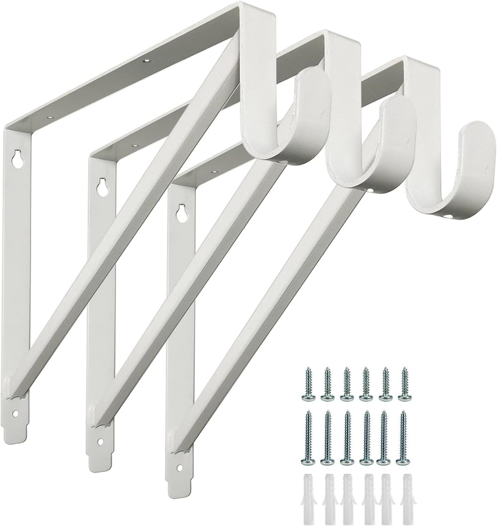 Heavy Duty Closet Shelf and Rod Brackets (White, 3 Pack)