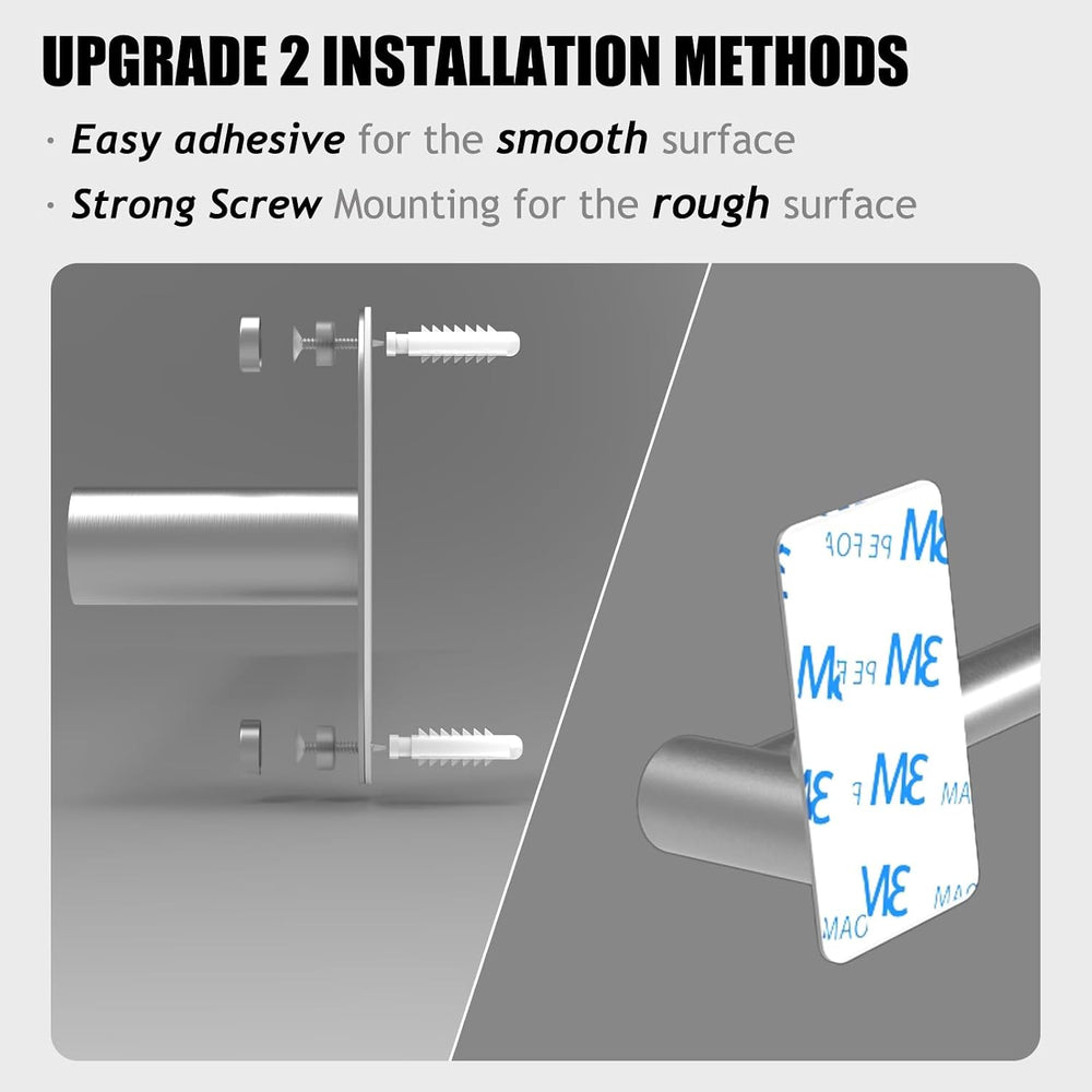 Towel Bar, Adhesive or Drill Wall Mount, Brushed Nickel, 4 Pack