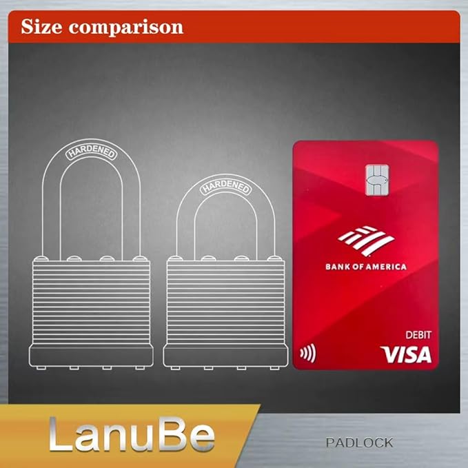 LanuBe Lock Laminated Steel Keyed Padlock, Keyed Alike Locks, Long Shackle (1...