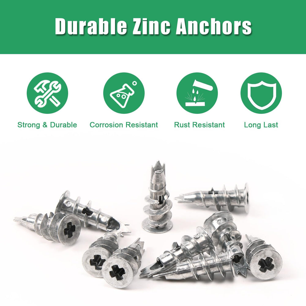 500PCS Zinc Self-Drilling Drywall Anchors with Screws Kit, 250pcs Heavy Duty ...
