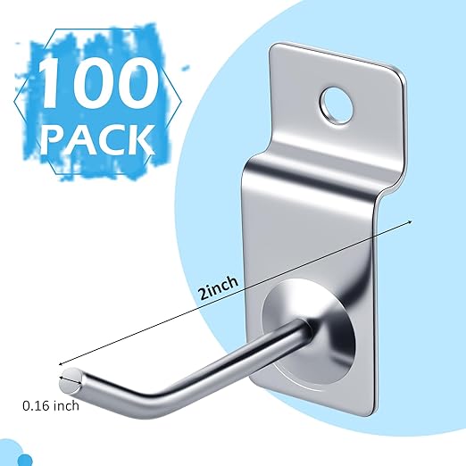 Moxweyeni 100 Pcs Heavy Duty Slatwall Panel Hooks Hanging Metal Slat Wall