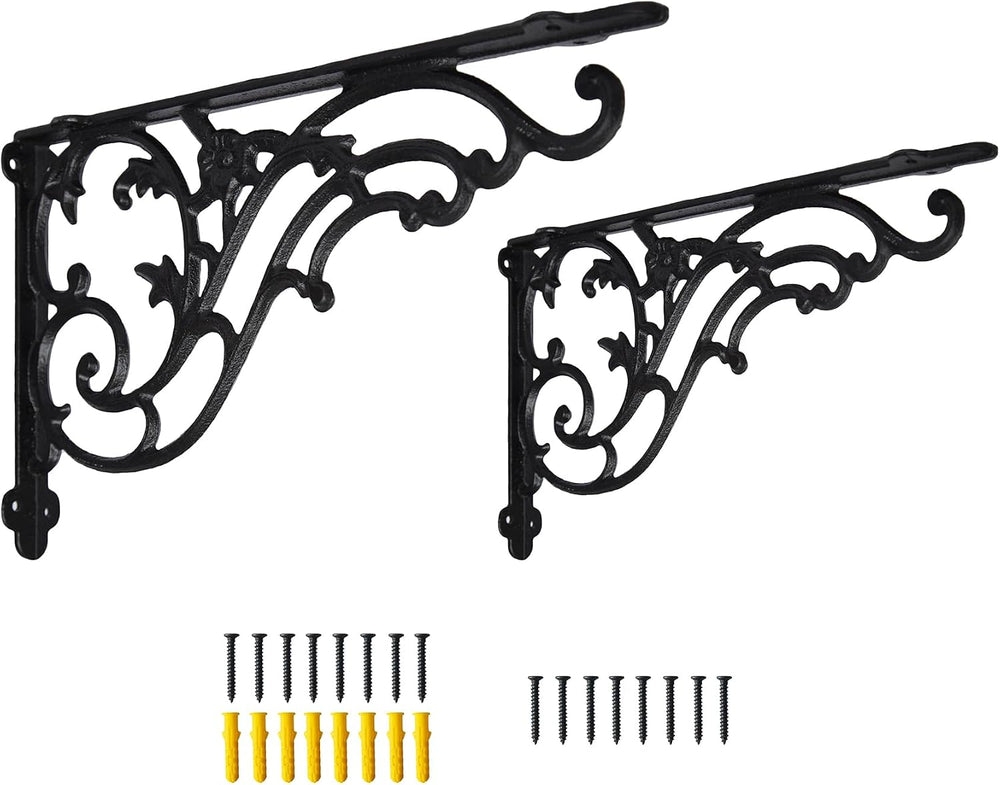 14''x8.5'' Decorative Shelf Brackets,2 Pack Cast Iron Shelf S...