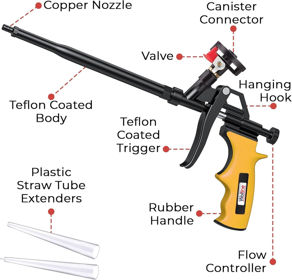 Spray Foam Insulation Gun,Teflon-Coated Applicator, Yellow, 20 Pack