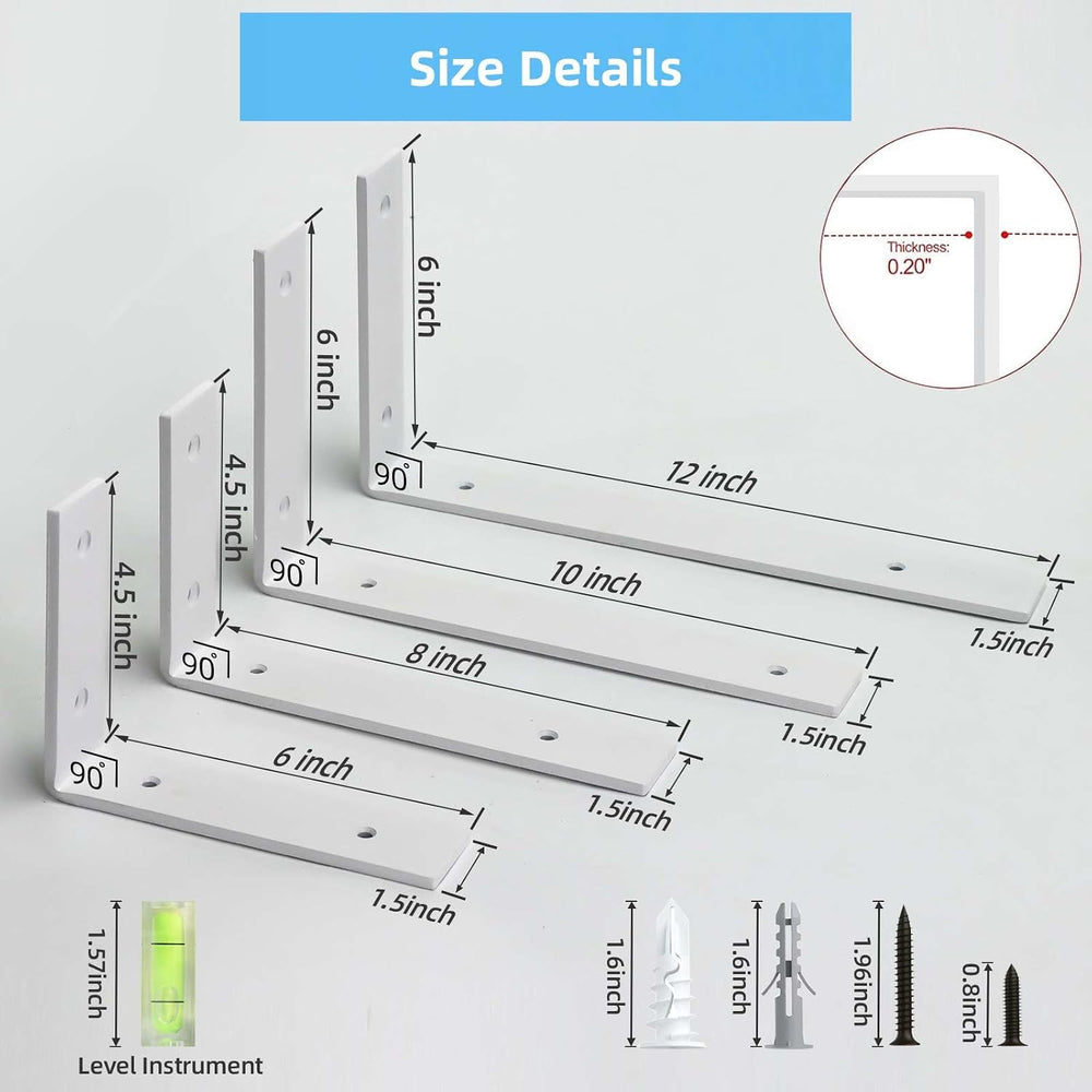 Shelf Bracket, Heavy Duty Floating Shelf Brackets 10-Inch Long, 6-Pack Bracke...