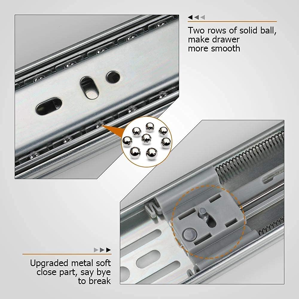 LONTAN 22 Inch Soft Close Drawer Slides with Rear Mounting Brackets 1 Pair