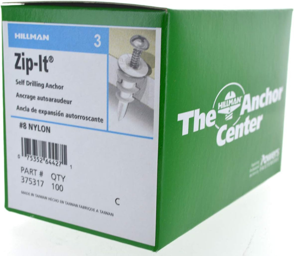 The Hillman Group 375317 Number-8 Wallboard Anchor, Nylon, 100-Pack