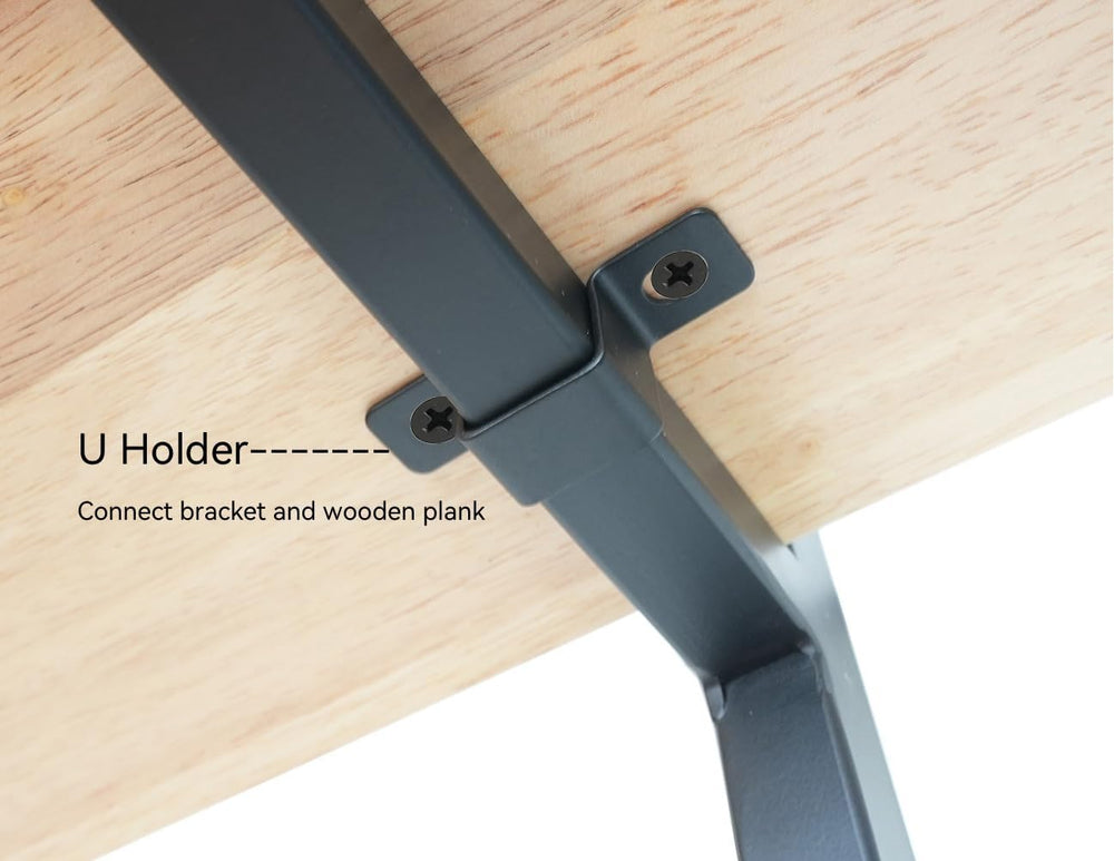 DIYHD 2 Tier Ceiling Mount Pipe Shelf Brackets, Industrial Rustic Black Stora...