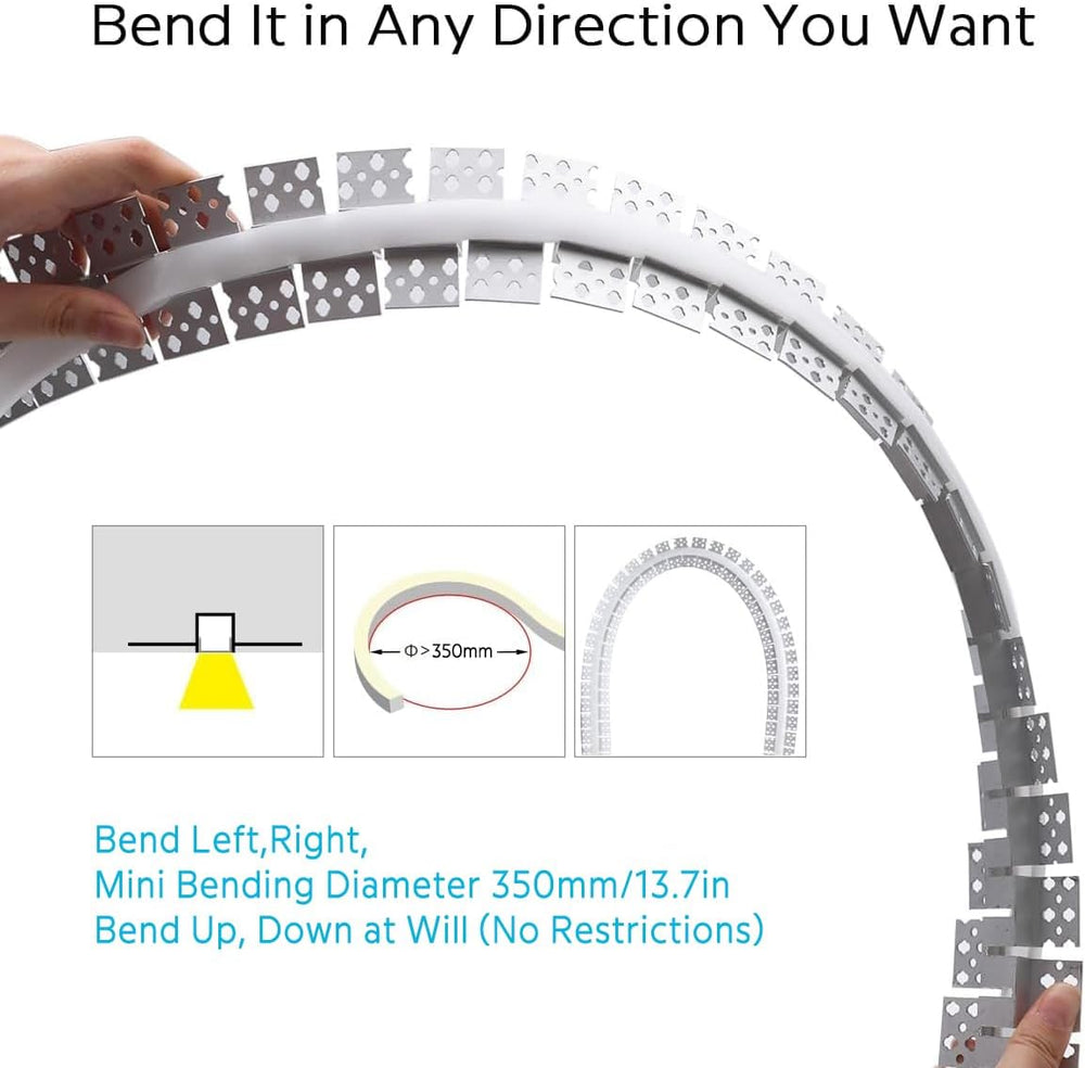 Spotless Plaster in Recessed Flexible Drywall LED Channel Fully Bendable LED ...