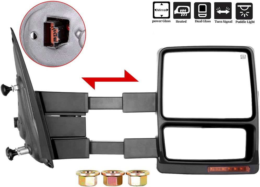 Passenger Side Heated Towing Mirrors Fits 2007-2014 for Ford for F-150 Pickup...