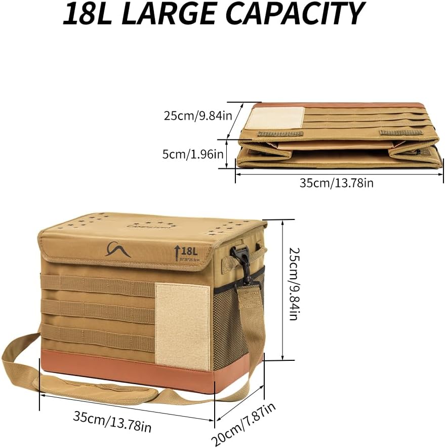 18L Camping Storage Bag, Multifunctional Waterproof Picnic Basket, Tent Stake...