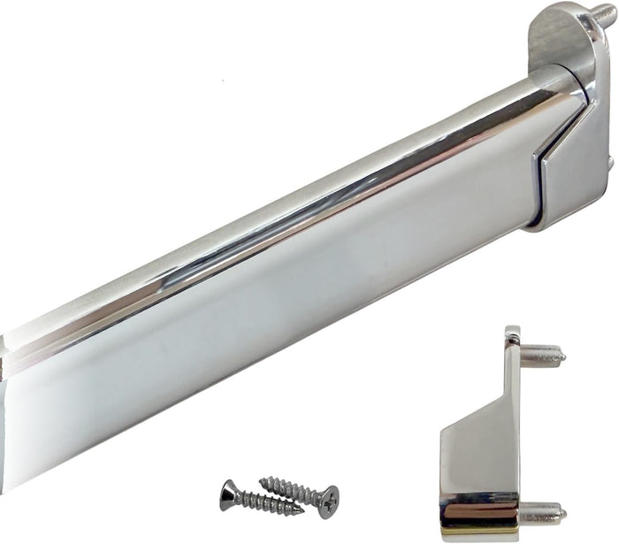 CUSTOM CUT - Oval Closet Rod | Up to 48" | Rear Pin Wall Brackets | Polished Chrome