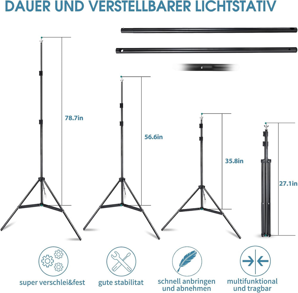 Photo Video Studio 10x7Ft (WxH) Adjustable Background Stand Backdrop Support ...