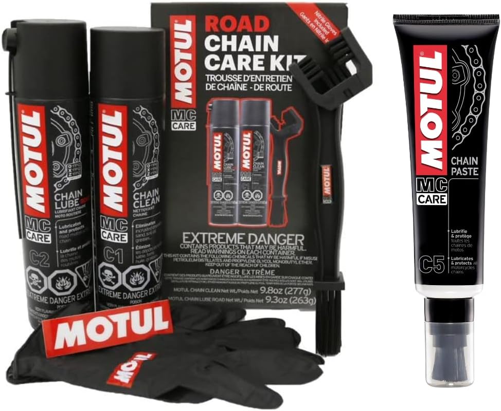 Motul Motorcycle Chain Care Bundle – C5 Chain Paste + C1 Chain Cleaner & ...