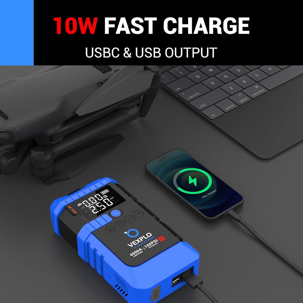 Jump Starter with Tire Inflator Portable Roadside Emergency Car Kit