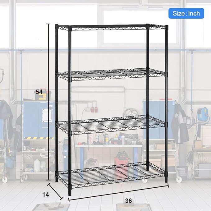 4 Tier Shelving Unit NSF Wire Shelf Metal Large Storage Shelves Heavy Duty