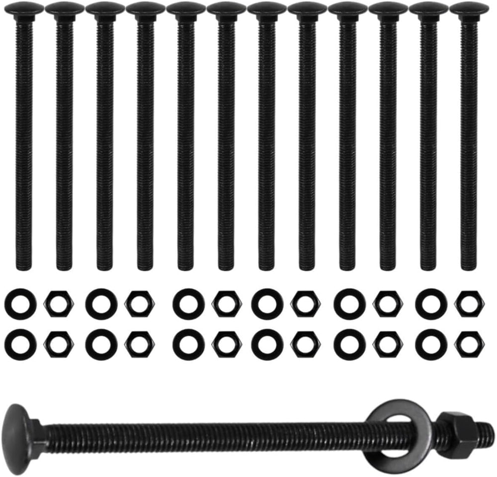 CNQLIS 3/8" x 6" Carriage Bolts Kit, 25PCS Black Carriage Bolts
