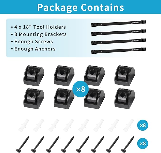 4 Pieces 18" Magnetic Tool Holder Strip, Metal Tool Organizer Rack