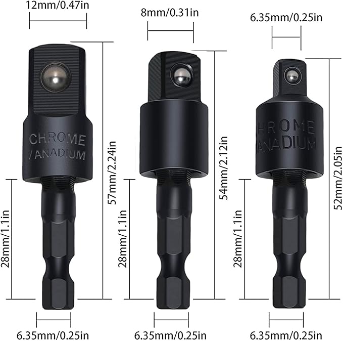 17Pcs Tools Flexible Drill Bit Extension, Include 3Pcs Rotatable Socket Adapter