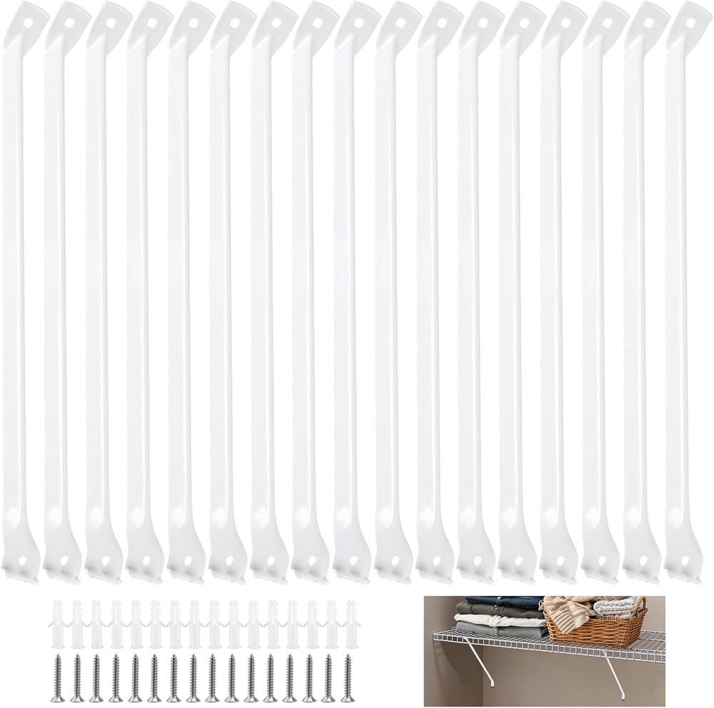 SINJEUN 16 Pack 12 Inch Wire Shelf Bracket Set, Rack Support Bracket with Scr...