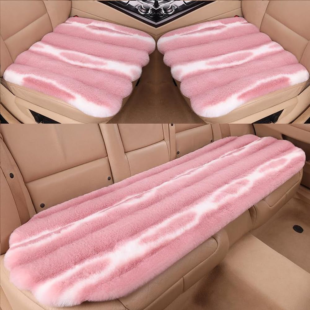 Faux Sheepskin Car Seat Cover, Thin Fluffy Cute Pink Fur Car Seat Cover Full ...