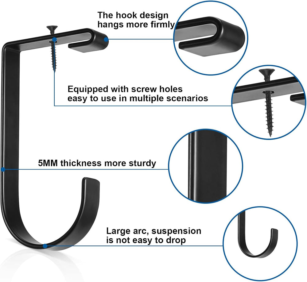 Ferraycle 12 Pcs Add on Storage Hooks Overhead Garage Rack, Black