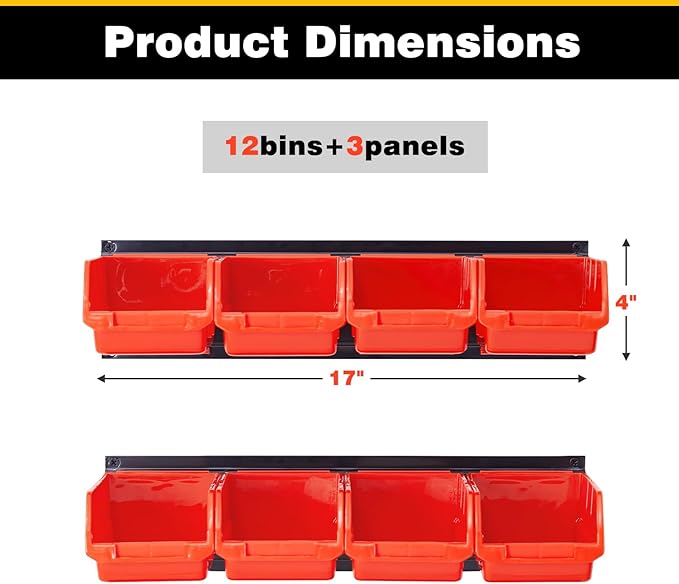Ultrawall Wall Mounted Storage Bins, Plastic Hanging Storage Organizer Bins