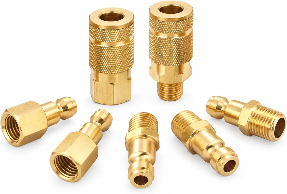 Coupler and Plug Kit (28 Piece), Automotive Type C, 1/4 Inch NPT, Solid Brass...