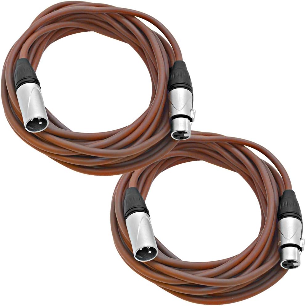 Seismic Audio - SAXLX-25Brown-2Pack - 2 Pack of 25 Foot Brown XLR Patch Cable...