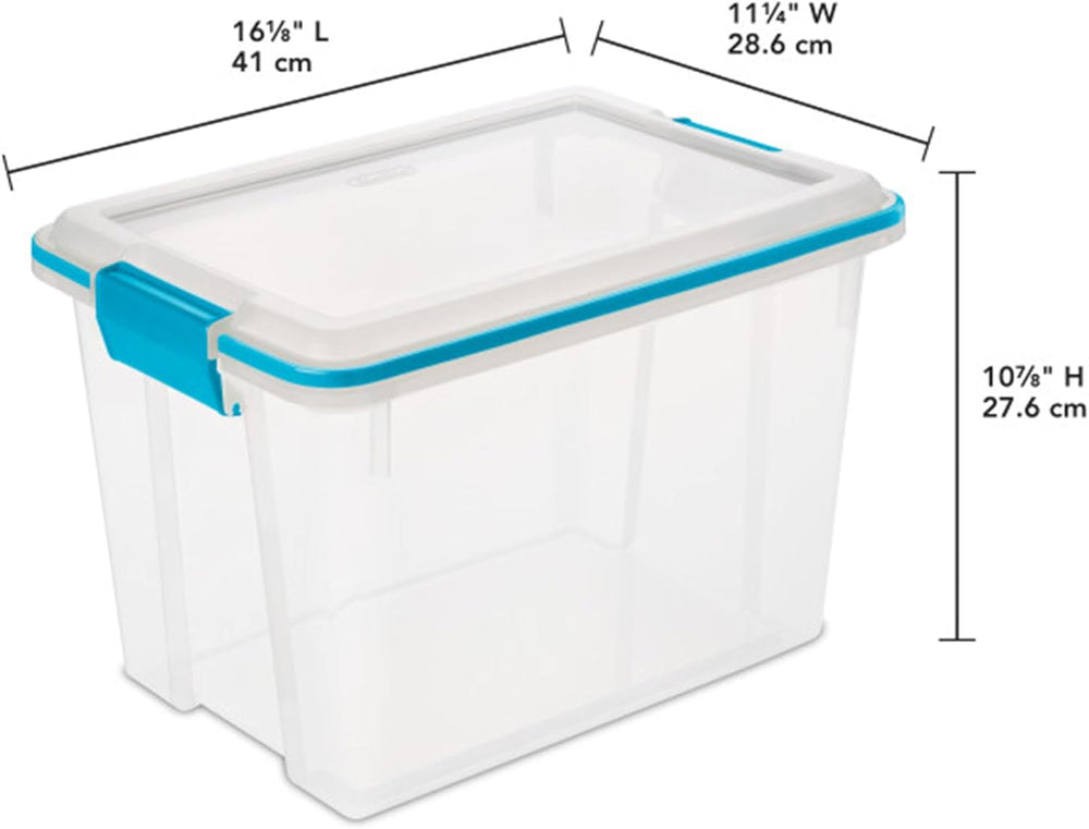 Sterilite Gasket Storage Box with Lids for Home & Office, 20 Quart, 6-Pack