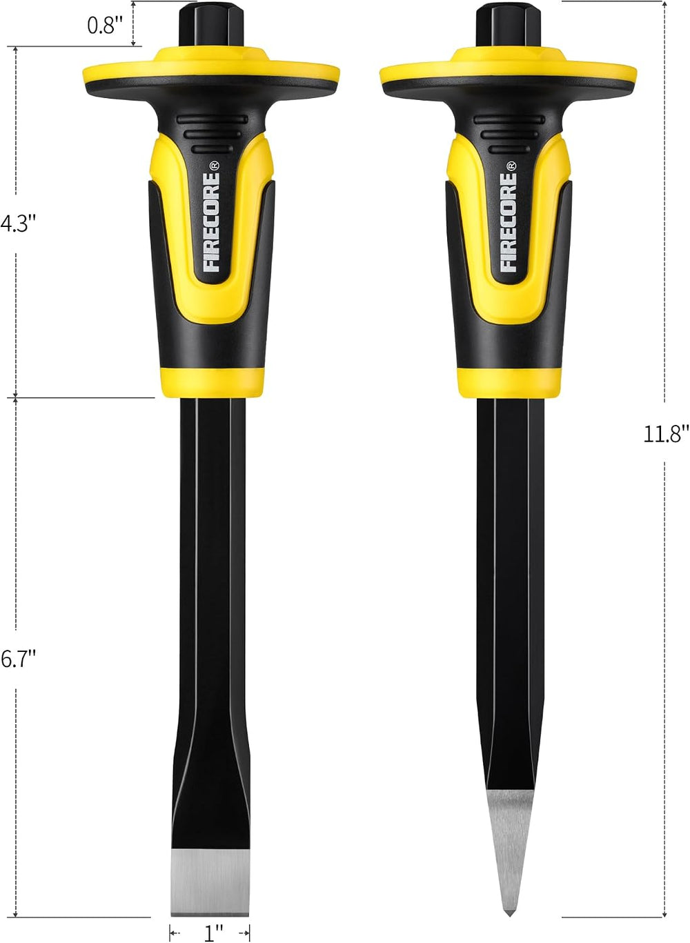 Concrete Chisel Set, Firecore 3PCS Stone Chisel Tool with Rubber Hand Guard