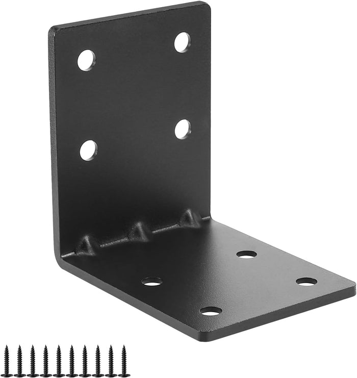 4 PCS Heavy Duty Steel Corner Brackets, 5"x5"x4" 90 Degree L Right Angle Bracket, DIY L Shelf Brackets, Metal Joint Timber Connector Support for Wood Shelves, Furniture