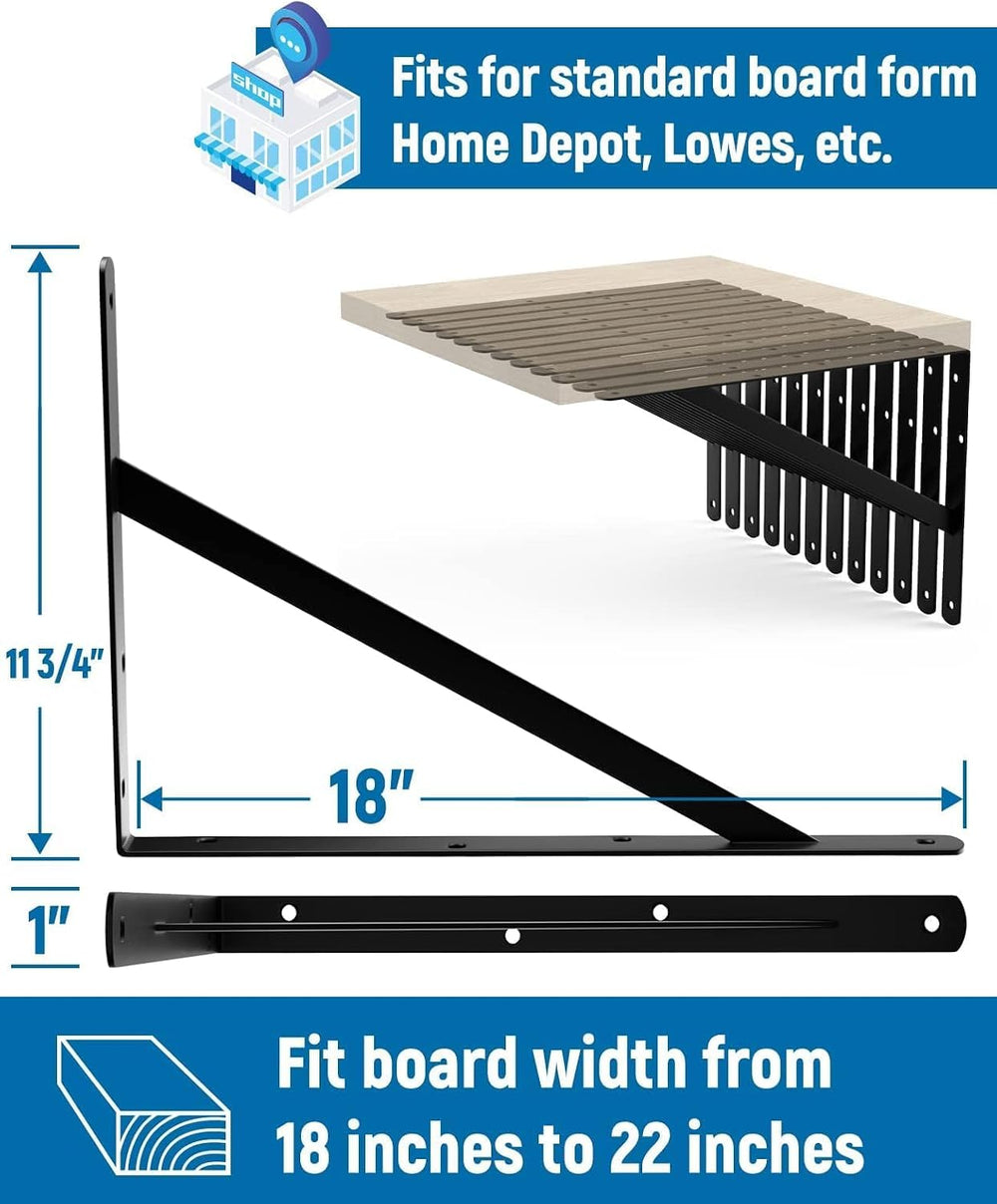 8-Pack 18 Inch Heavy Duty Shelf Brackets, Large Floating Shelf Bracket