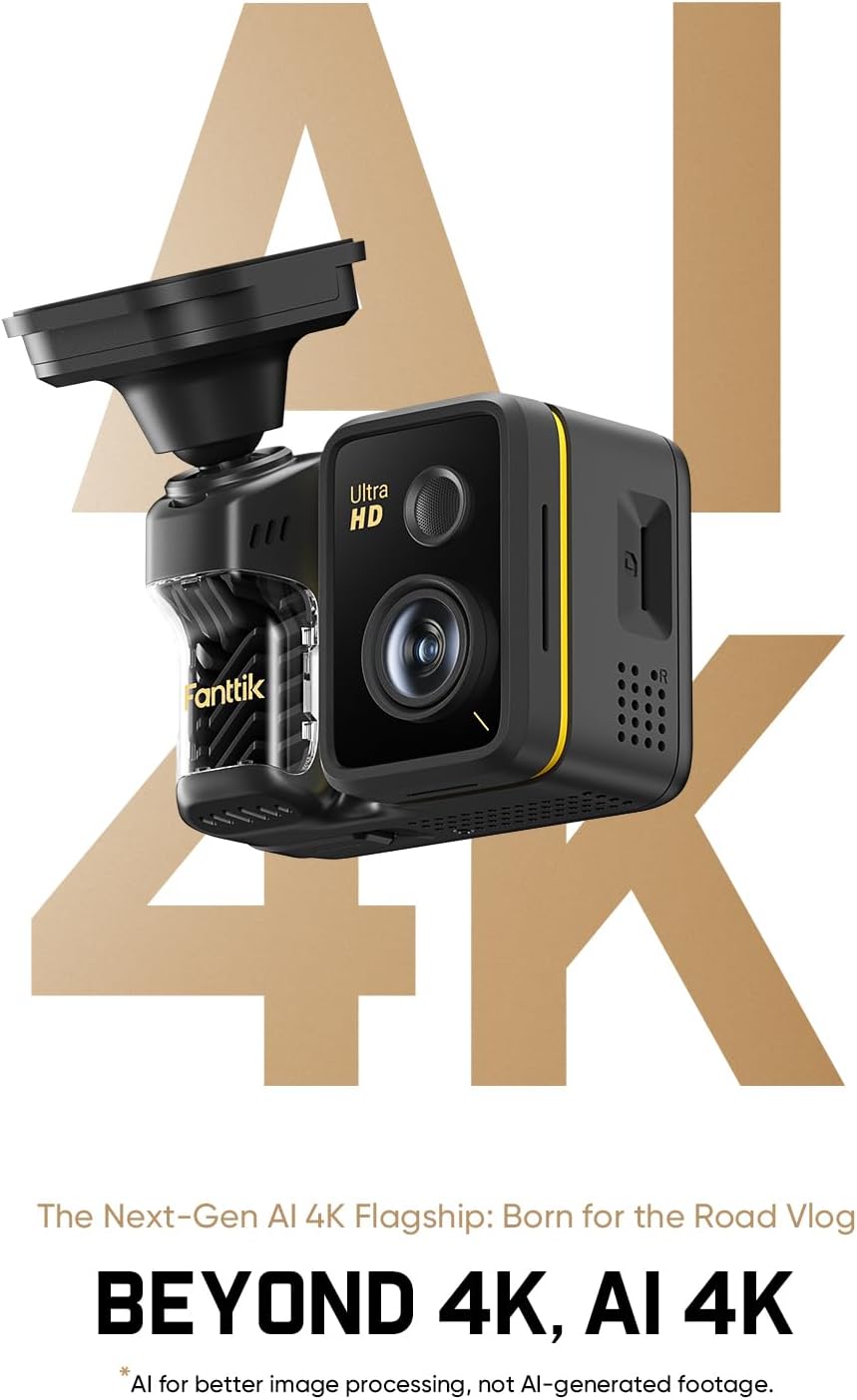 Fanttik Luma K10 Apex 4K Dashcam Front Rear, STARVIS 2 Sensor, AI Algorithm