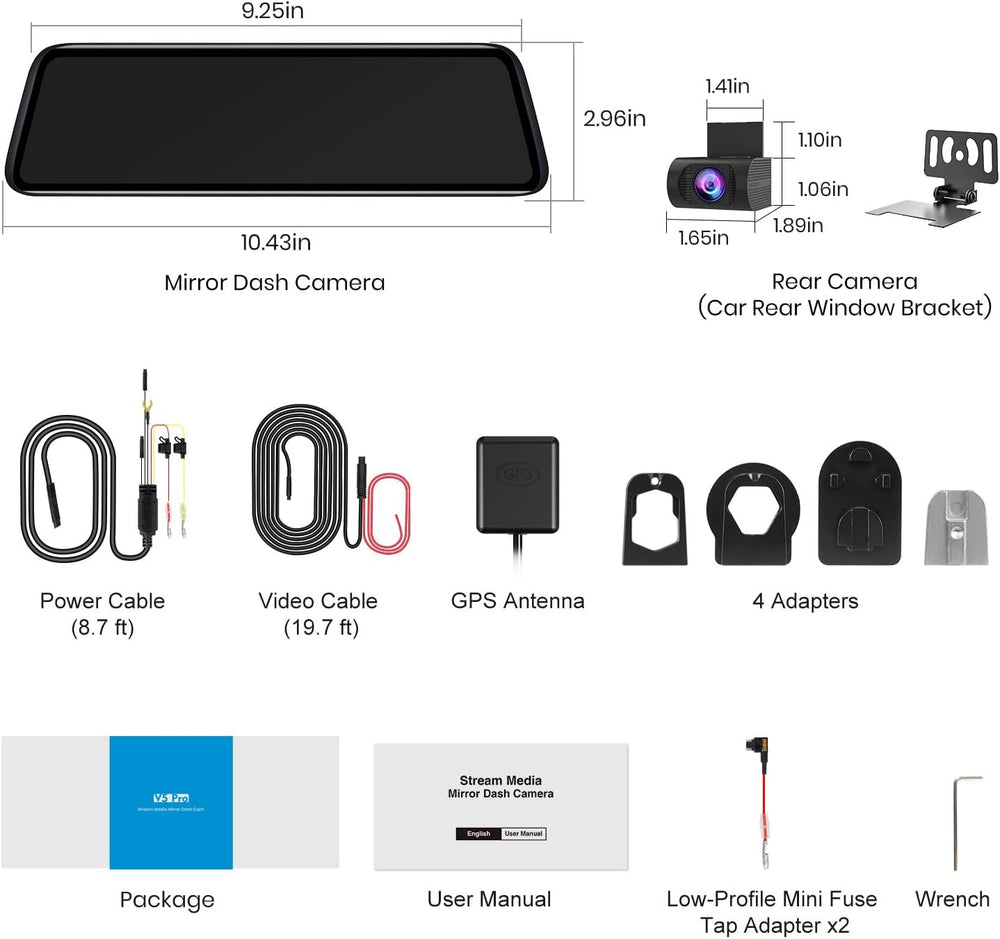 AUTO-VOX V5PRO 1080P 9.35'' OEM Rear View Mirror Camera