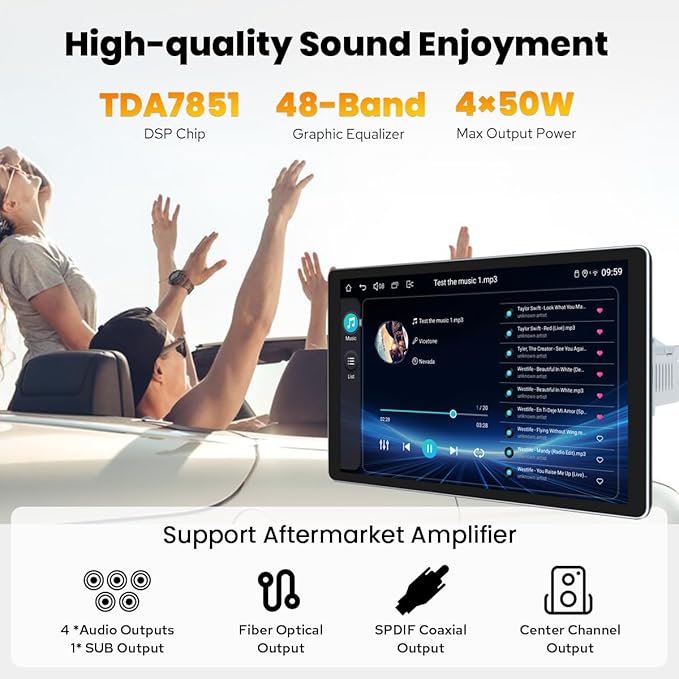 Joying Single Din Touchscreen Radio 10.1 Inch Car Stereo
