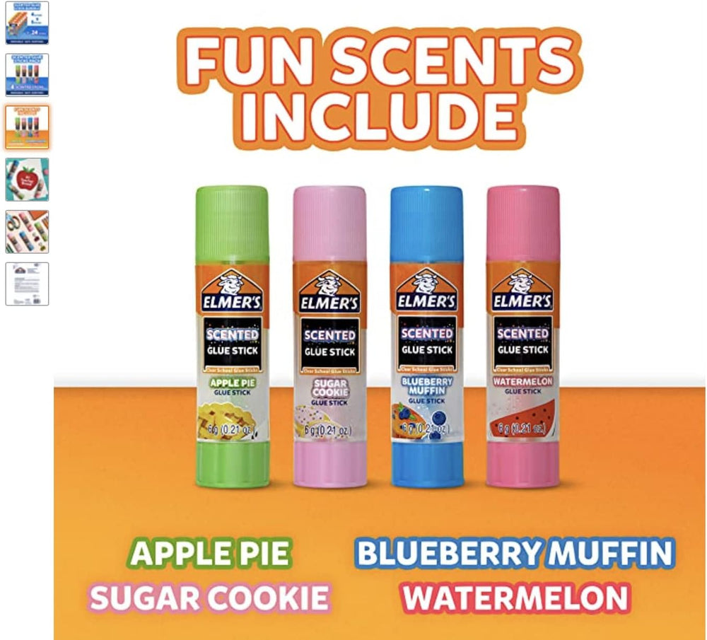 Elmer’s Scented Glue Sticks Washable Clear Assorted Scents 6 Grams 6 Packs of...