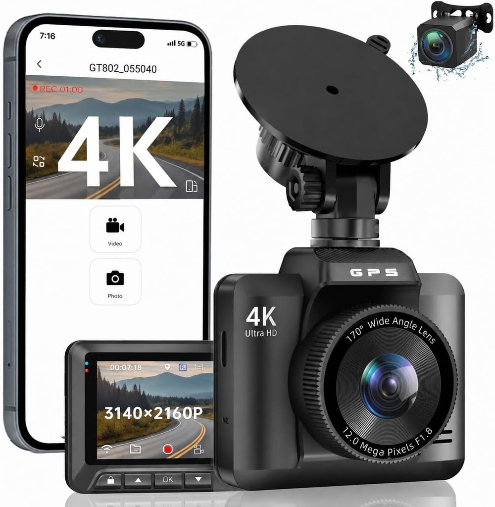 Dash Cam Front and Rear, Ecomoment 4K +1080P Dash Camera for Cars